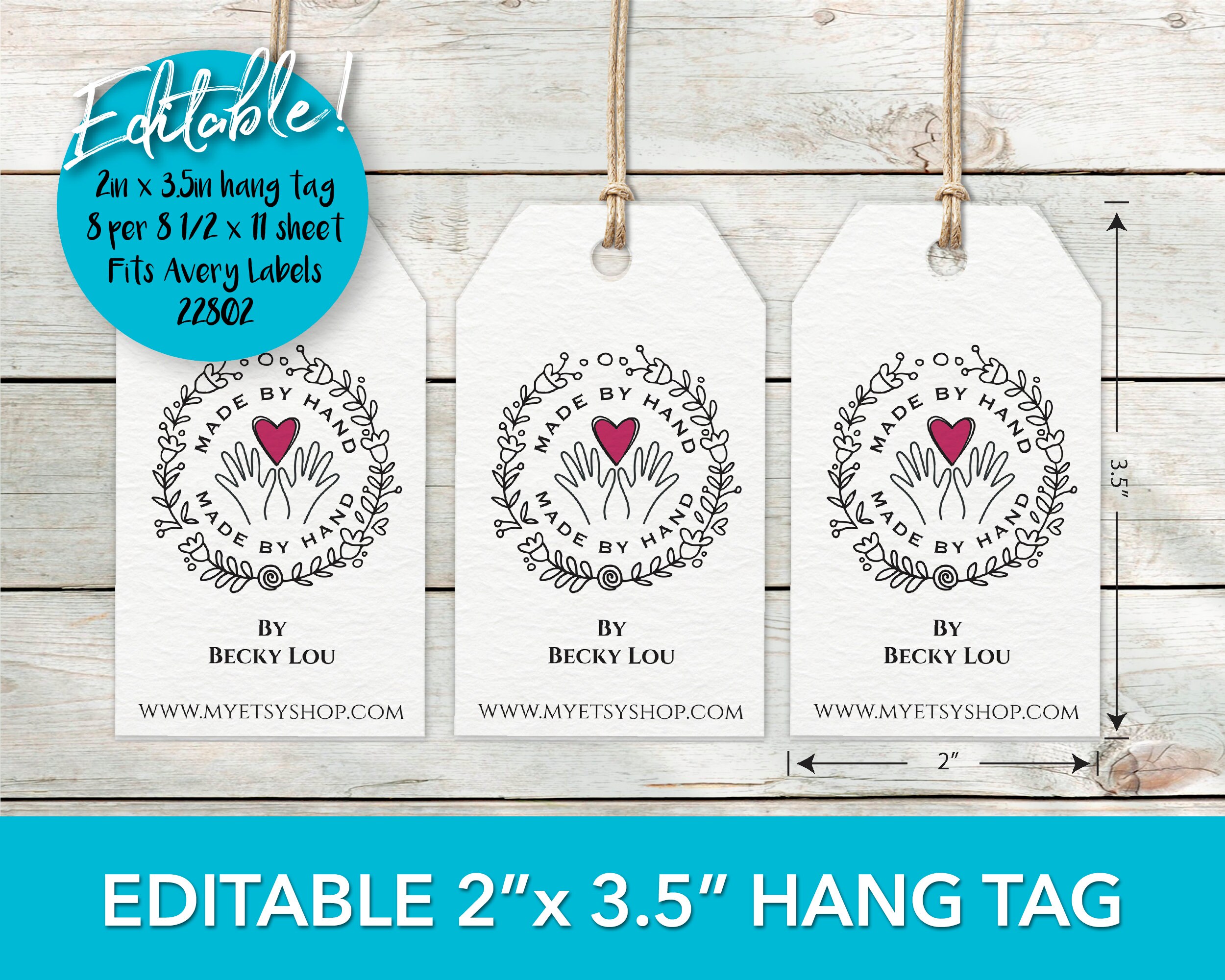 Handmade Hang Tag Editable Template Handmade Tag Printable Etsy UK