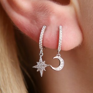 Etsy moon and star earrings clearance