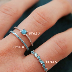 Sterling Silver Blue Turquoise Stone Ring, December Birthstone Ring, Gemstone Ring, Boho Ring, Thin Stackable, Eternity Rings,