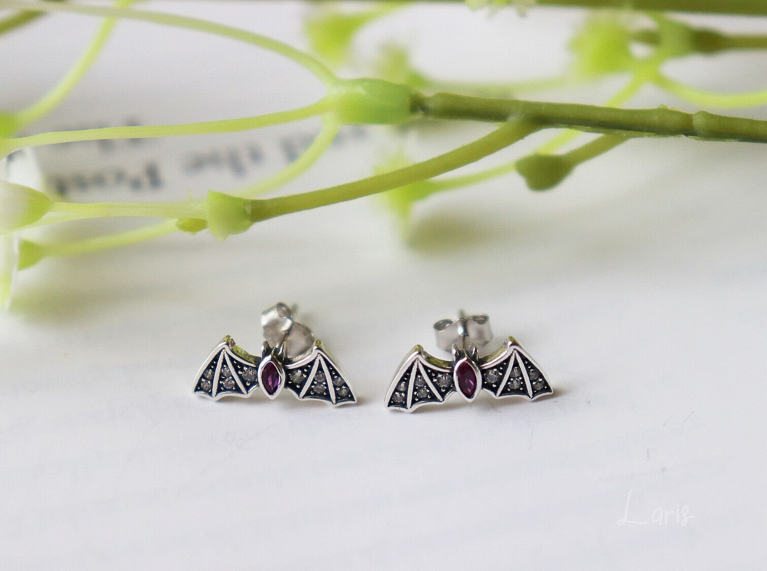 Sterling Silver Bat Earring Bat Studs Halloween Earrings Etsy