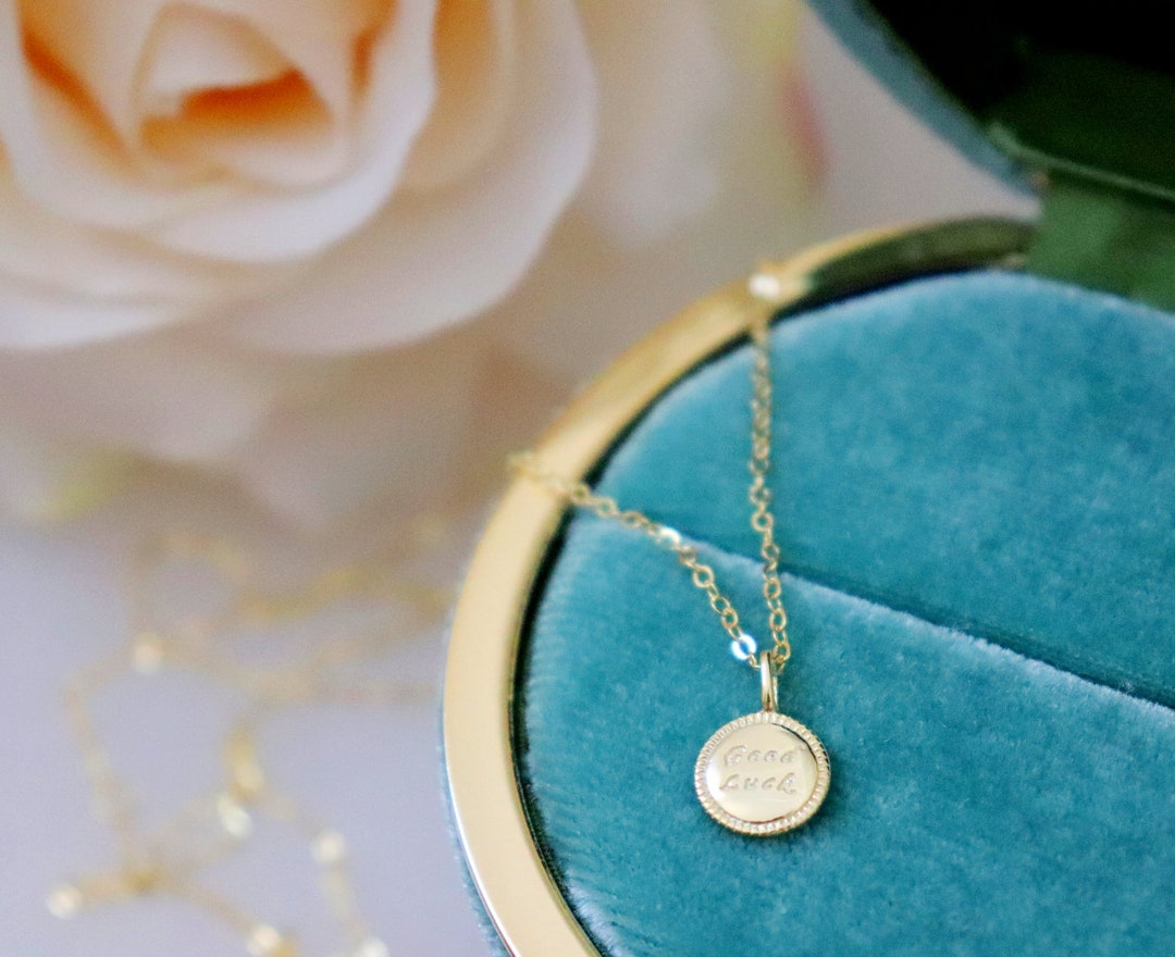 14k Gold Good Luck Coin Necklace Simple Coin Necklace Circle Etsy UK