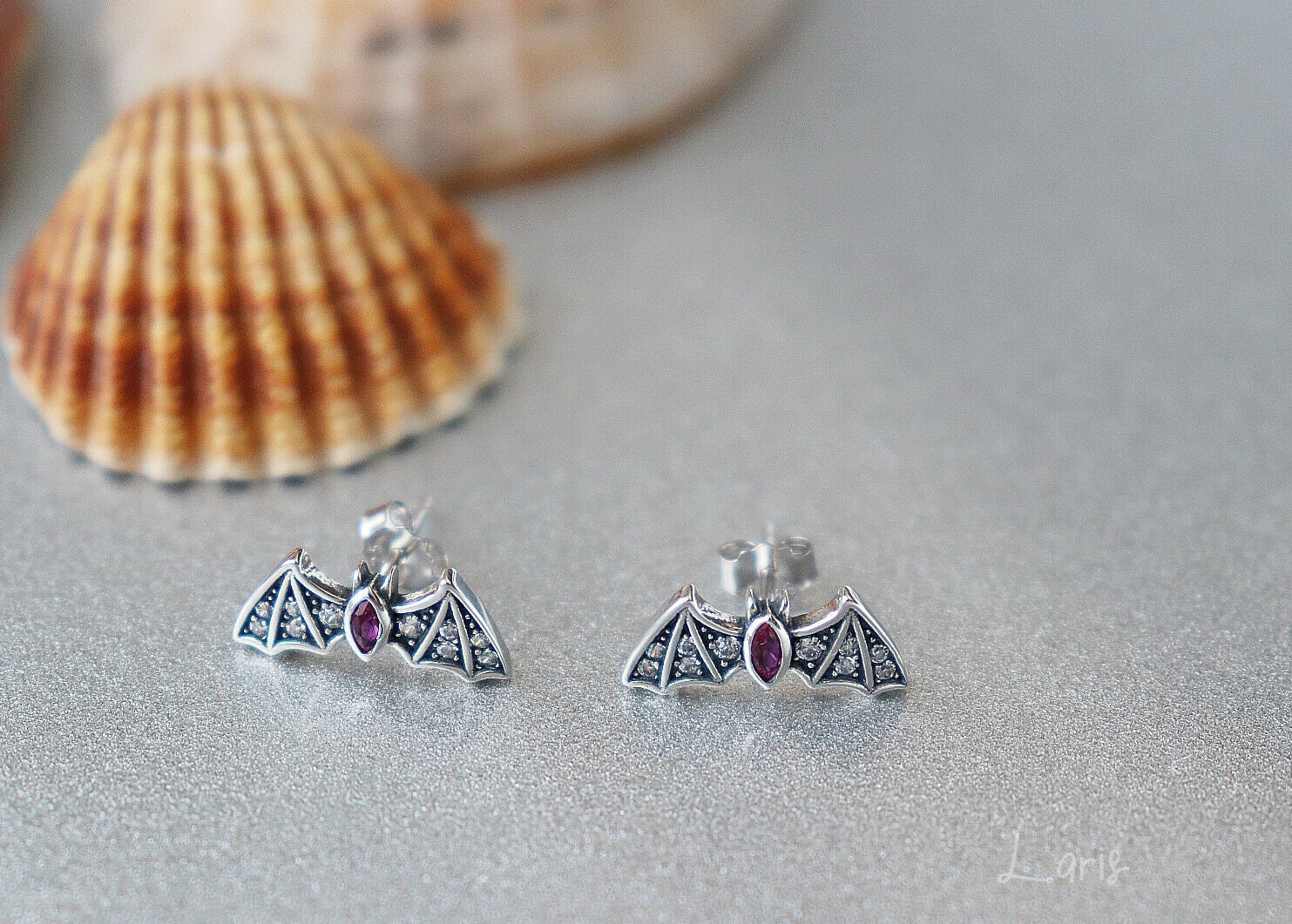 Sterling Silver Bat Earring Bat Studs Halloween Earrings Etsy