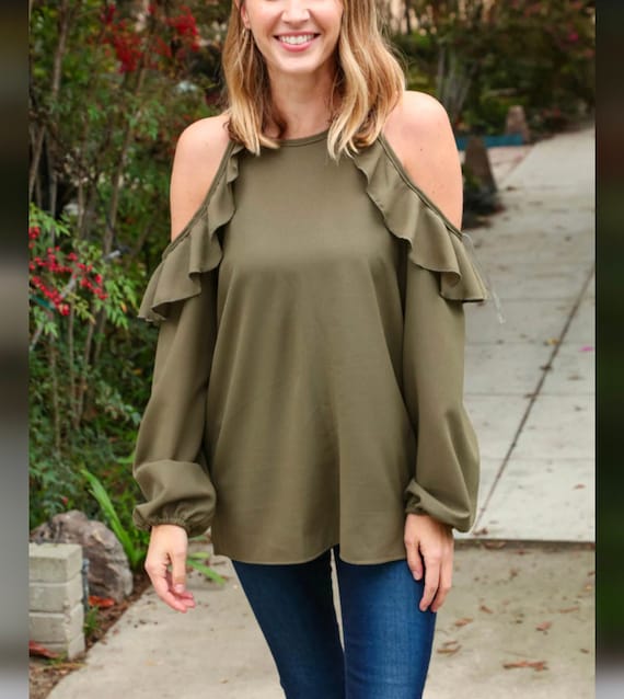 cold shoulder ruffle top