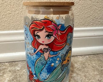 16 oz Glass Tumbler-Little Mermaid
