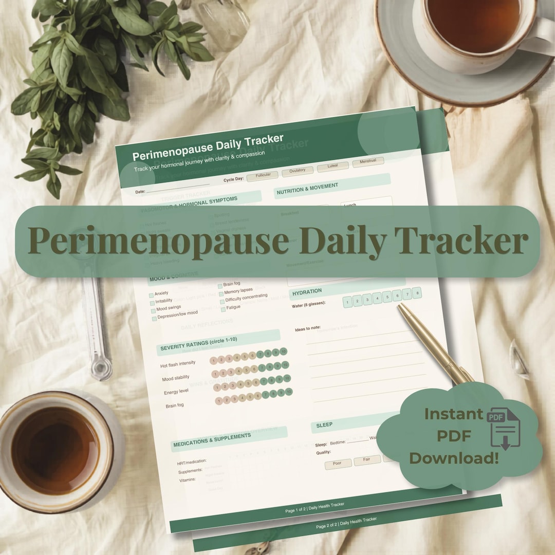 PERIMENOPAUSE Symptom Tracker Printable | Daily Hormone Log | Hot Flash ...