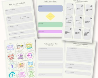 Get Unstuck Toolkit | Executive Dysfunction Support | ADHD Overwhelm Planner | Neurodivergent Productivity
