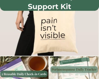 Perimenopause Support Tote Bundle | Hormone and Mood Tracker Kit, Fatigue & Brain Fog Tools, Gentle Daily Routine Set