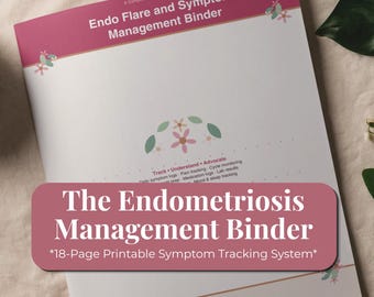 Endometriosis Binder Printable PDF | Endo Symptom Tracker | Period Pain Log | Chronic Illness Planner | Instant Download