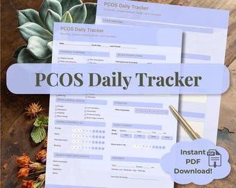 PCOS Daily Tracker Printable | Hormone & Metabolic Symptom Log | Cycle Tracker | Blood Sugar and Food Journal | Women's Health PDF Download