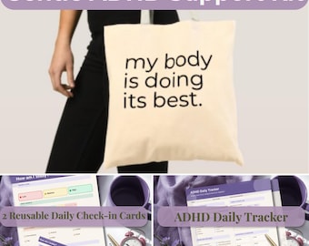 ADHD Overwhelm Reset Tote Bundle | Gentle ADHD Planner, Symptom Tracker, Daily Routine Cards, Mental Health Toolkit