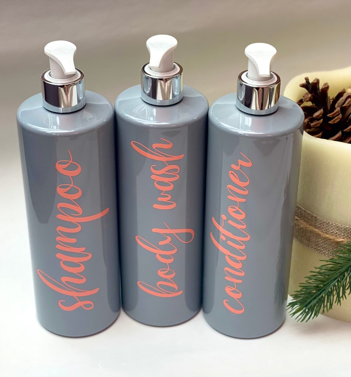 Set of 3 Pump Bottles Etsy UK