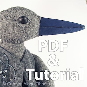 Rocio the the Raven Head and Jacket Pattern | DIY Raven Art Doll | Raven Sewing Pattern | Fabric Art Doll Tutorial
