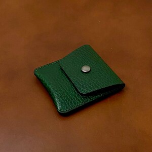 Leather Square Coin pouch [Pebbled Green]