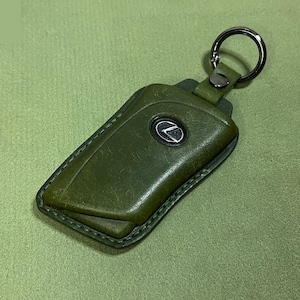 Lexus Handmade Leather Key Fob Keychain Car Key Accessories [Dark Green]