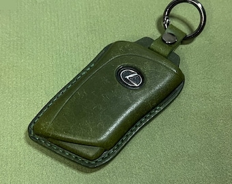 Lexus Handmade Leather Key Fob Keychain Car Key Accessories [Dark Green]