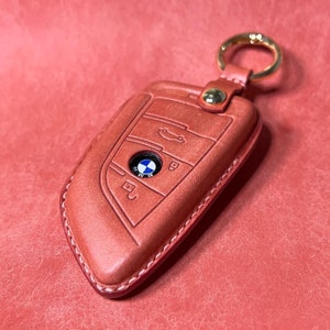 BMW Leather Key Fob Keychain Car Key Accessories BMW blade [PINK]