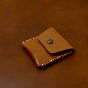 Leather Square Coin / Key Pouch [Brown]