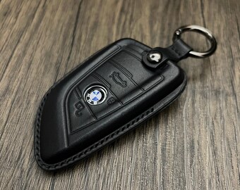 BMW Leather Key Fob Keychain Car Key Accessories BMW blade [BLACK]