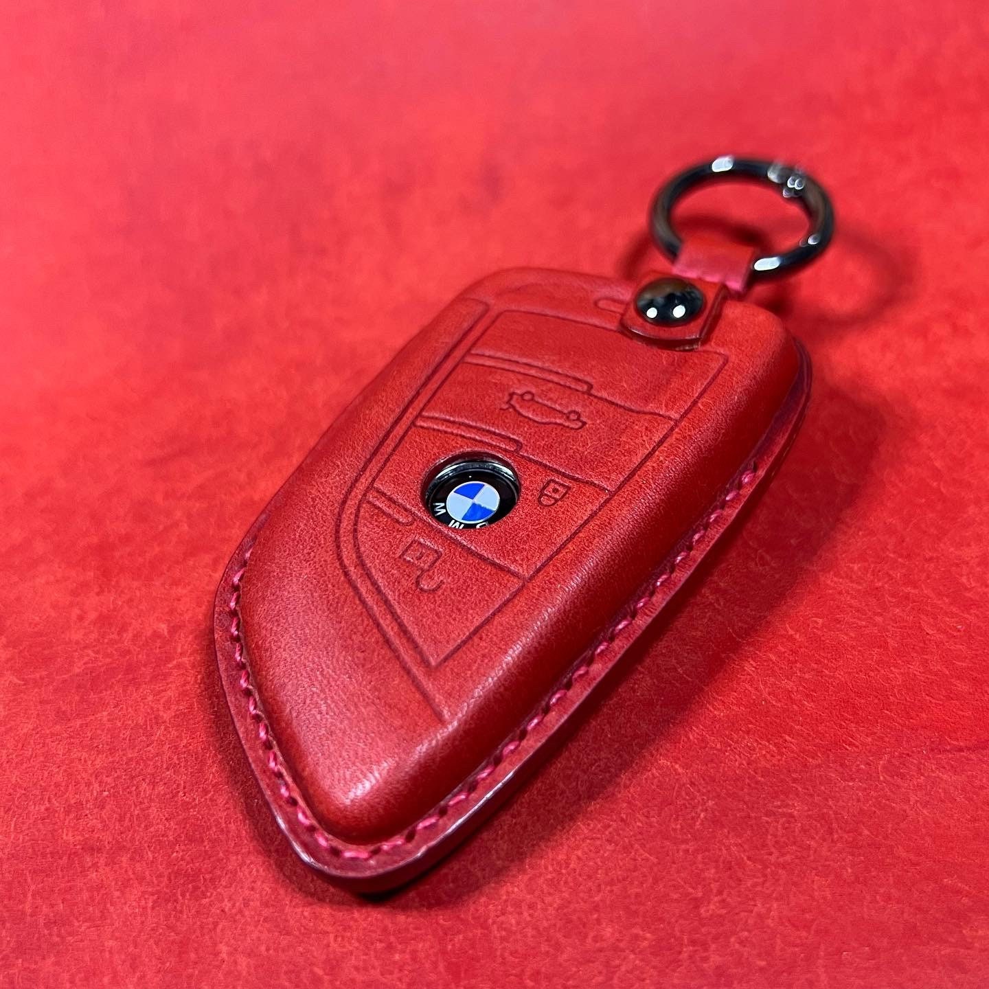 Buy BMW Leather Key Fob Keychain Car Key Accessories BMW Blade RED