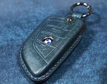 BMW Leather Key Fob Keychain Car Key Accessories BMW blade [BLUE]
