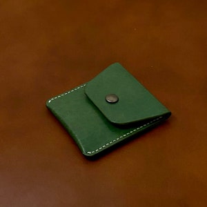 Leder-Quadrat-Münztasche [Grün]