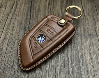 BMW Leather Key Fob Keychain Car Key Accessories BMW blade [BROWN]