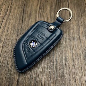 BMW Leather Key Fob Keychain Car Key Accessories BMW blade [NAVY]
