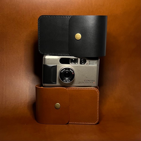 Leather Contax T2 / T3 / Leica Minilux camera case with removable strap