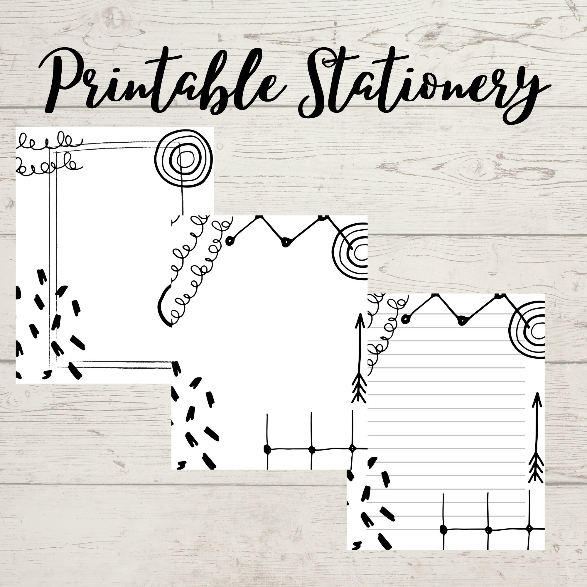 Funky Black and White Printable Stationery Printable | Etsy