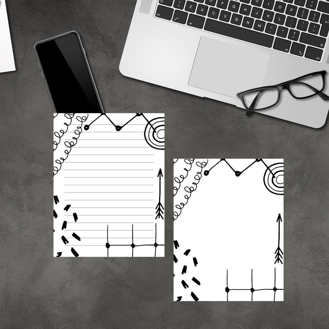 Funky Black and White Printable Stationery Printable | Etsy