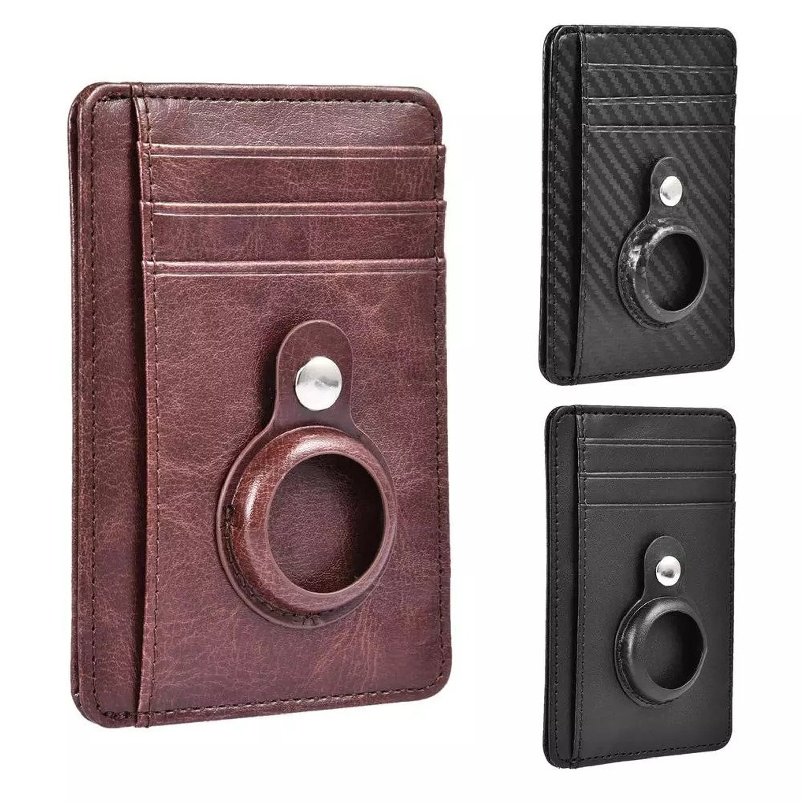 Airtag Wallet Genuine Leather and Carbon Fiber Airtag Case - Etsy