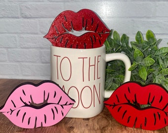 Lips Sign, Lips Valentine Decor, Valentine's Day Tier Tray Sign, Pucker, Kiss Sign, Farmhouse Pucker Up