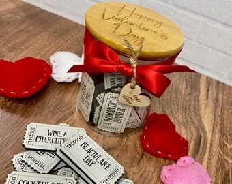 Valentine Activity Jar of Tokens Valentine Tokens Valentines Day Gift Valentine Coupons Date Night Jar