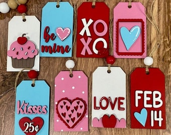 Valentines Tags Set Valentines Decoration Gift Accent Valentine Gift Tag Valentine Basket Tag