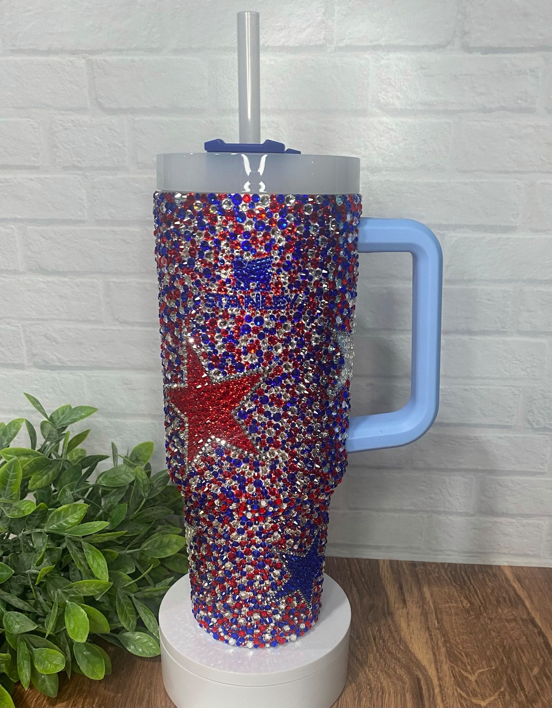 Authentic Fourth of July Rhinestone Stanley Tumbler/glass Rhinestone ...