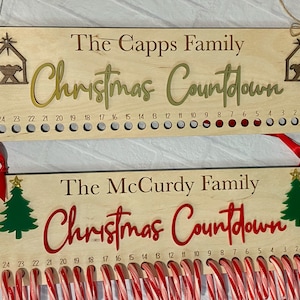Christmas Countdown Calendar/Candy Cane Christmas Countdown/Personalized Christmas Countdown/Baby Jesus Christmas Calendar/Holiday Decor