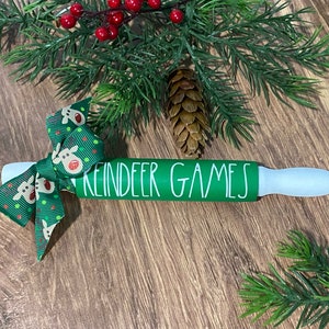 Reindeer Games Mini Rolling Pin/Wooden Rolling Pin/Mini Rolling Pin Tier Tray/Tier Tray Accents/Christmas Mini Rolling Pin