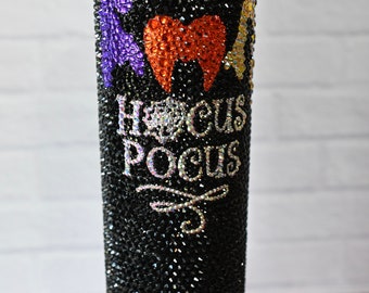 Hocus Pocus Bling Skinny Tumbler/Sanderson Sisters/Bunch of Hocus Pocus Rhinestone Tumbler/Halloween Blinged Tumbler