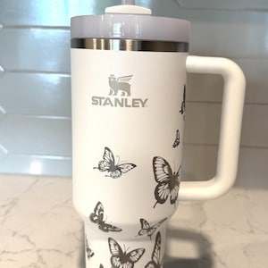 40oz Butterfly Stanley/Butterfly Cup/40oz Butterfly Wrap/Butterflies on Cup/Laser Engraved Butterfly Stanley