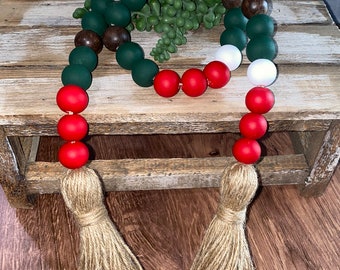 Country Christmas Beaded Garland/Simplistic Christmas Garland/Beaded Garland/Christmas Decor/Christmas Accent/Holiday Decor