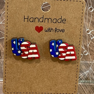 USA Patriotic Earrings/Patriotic Studs/Flag Earrings/Red White & Blue Earrings/Flag Studs/Fourth of July Earrings/United States of America