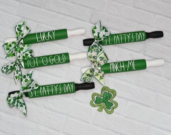 Rae Dunn Inspired, LUCKY Mini Rolling Pin, Tiered Display, Irish Decor, Pinch Me Tiered Tray