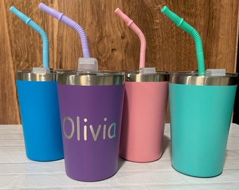 Kids 12 oz tumbler with straw and lid/Stainless Steel insulated kids cup/Personalized kids cup/personalized kids tumbler/engraved kids cup