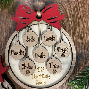 Personalized Family Christmas Ornament/Grandkids Ornament/Grandparents Ornament/Family Ornament 1-15/Large Family Ornament 15 personalized