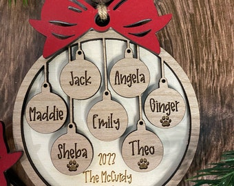 Personalized Family Christmas Ornament/Grandkids Ornament/Grandparents Ornament/Family Ornament 1-15/Large Family Ornament 15 personalized