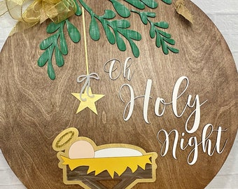 Oh Holy Night Doorhanger/Baby Jesus Doorhanger/Manger Scene Doorhanger/Baby Jesus/Religious Doorhanger/Christian Doorhanger/Holiday Decor