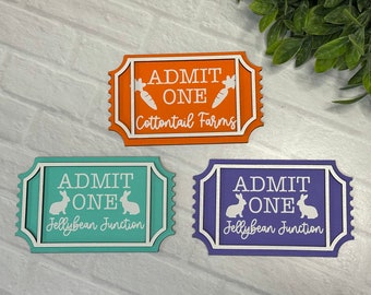 Easter Admit One Ticket/Easter Ticket Leaner/Cottontail Farms Ticket/Jellybean Junction Ticket/Tier Tray Easter Sign/Tier Tray Easter Decor