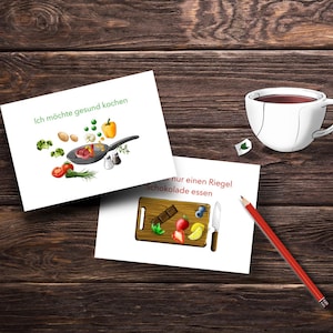Nutrition set cartes de motivation « Je veux... » imprimer vous-même, téléchargement instantané (PDF) Din A4 impression, artisanat