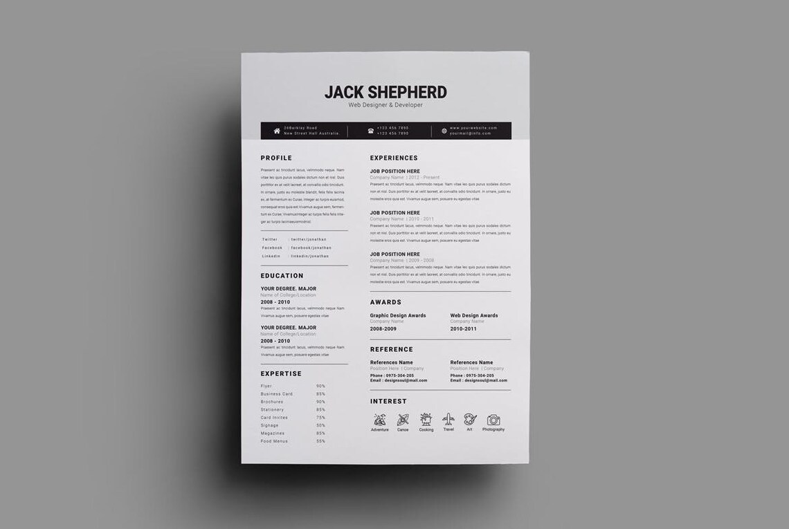 100% Editable Personal Portfolio Resume CV Multipurpose Resume Template ...