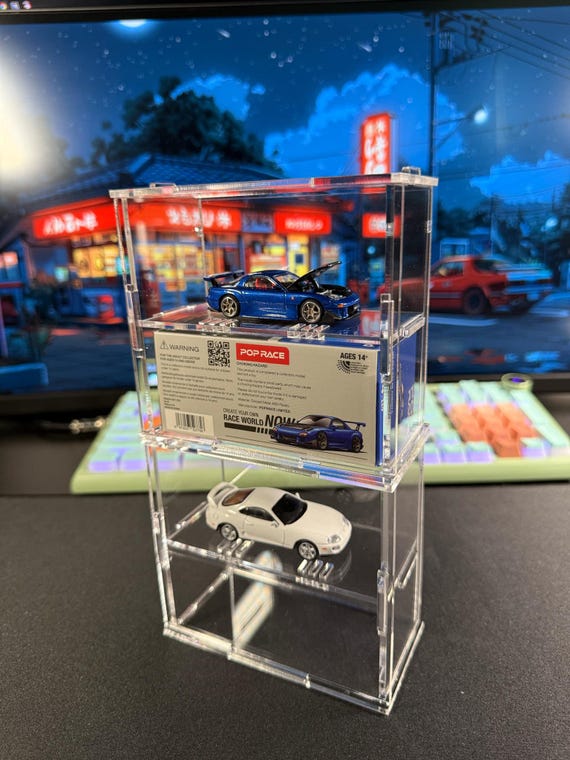 POPRACE 1/64ミニカーラック POP RACE 1:64 Scale Die Cast Model Cars UV Acrylic Protective